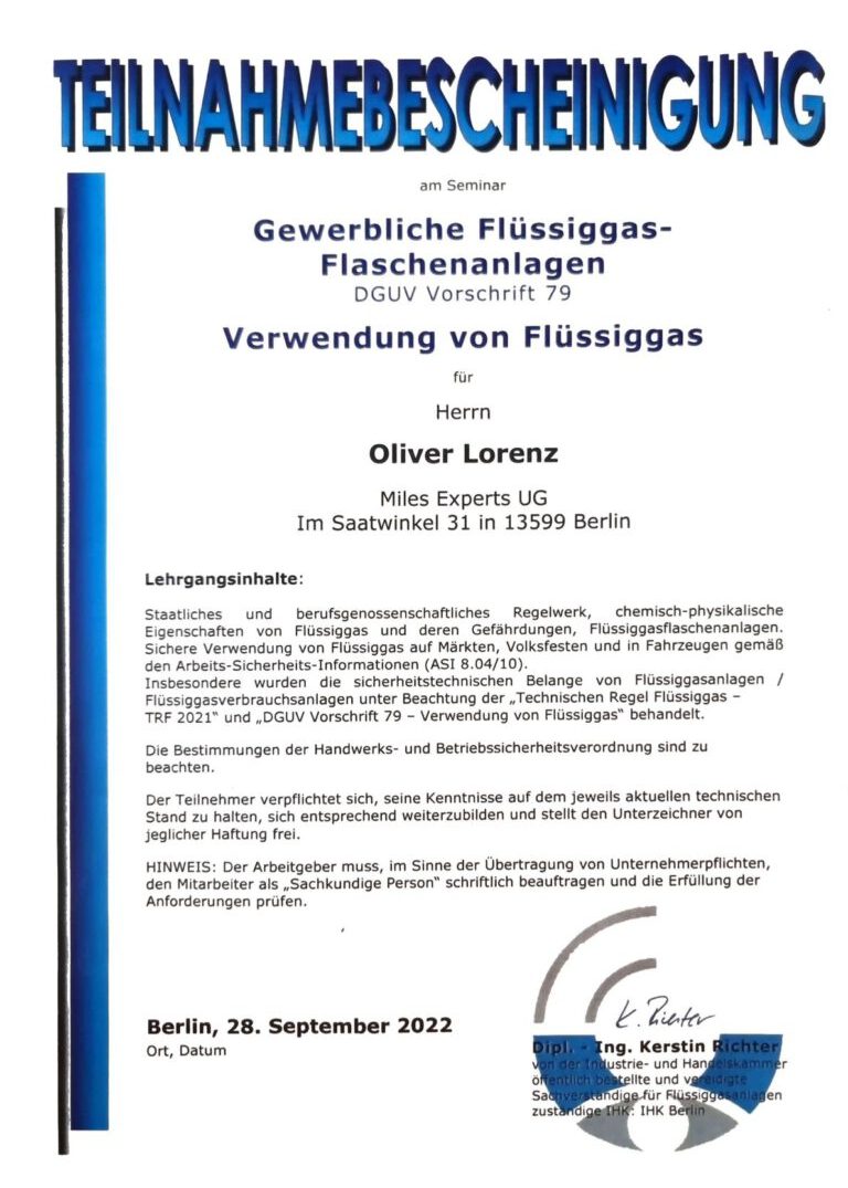 Oliver Lorenz Prüfer DGUV 79 Regel 110-010